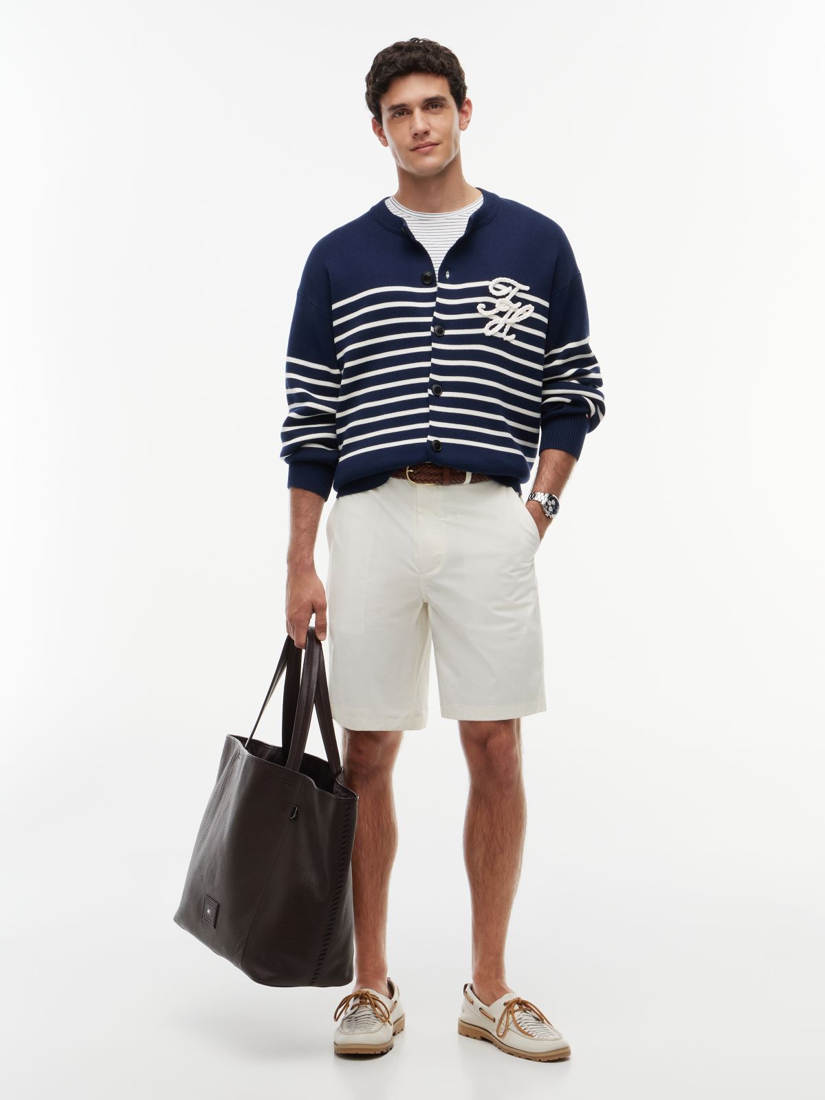 Dover Regular Straight Flag Embroidery Chino Shorts — Yellow
