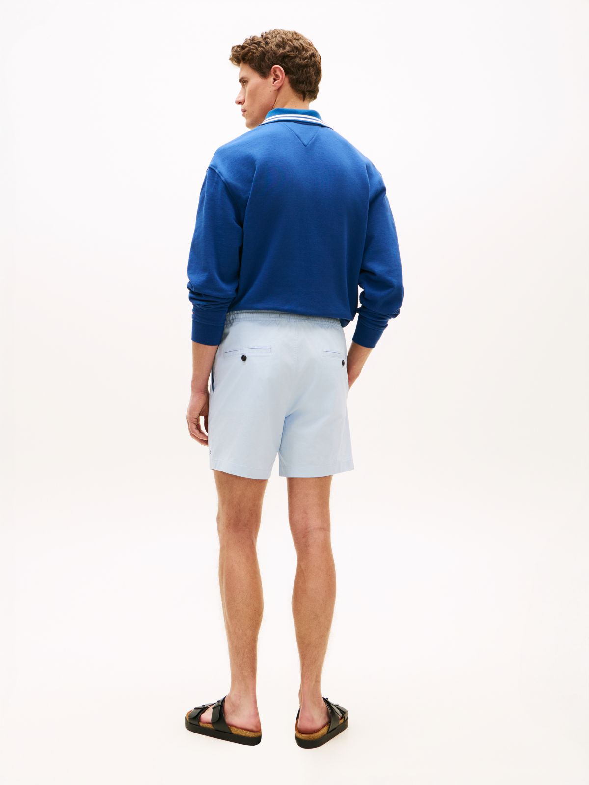 Dover Regular Straight Paper Touch Poplin Shorts — Blue