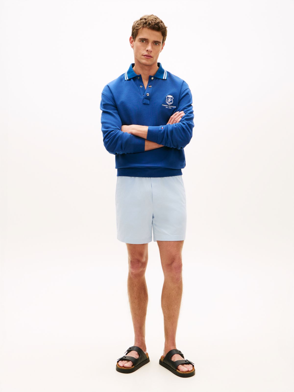 Dover Regular Straight Paper Touch Poplin Shorts — Blue