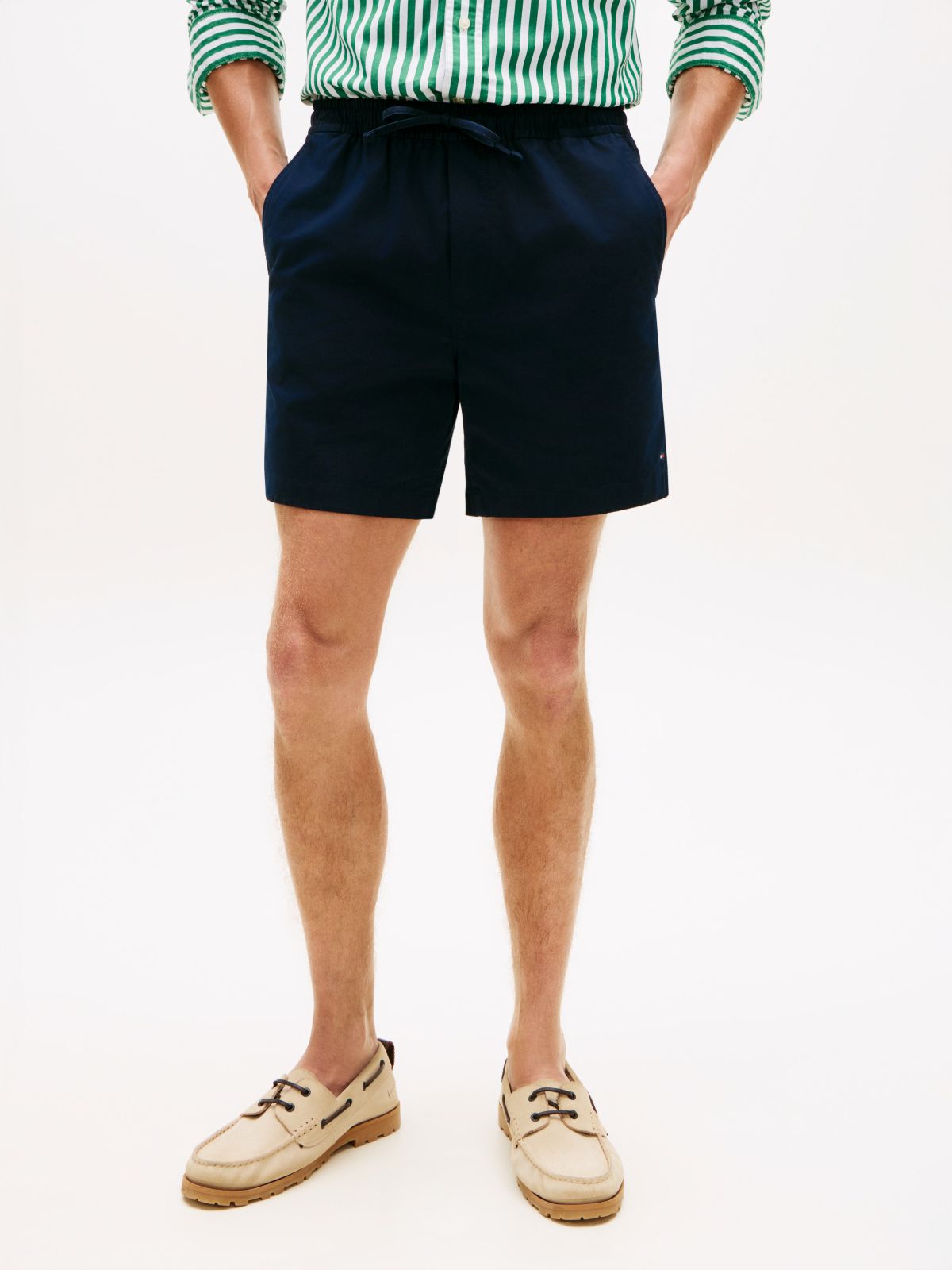Dover Regular Straight Paper Touch Poplin Shorts — Blue