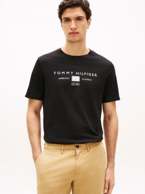black jersey logo t-shirt for men tommy hilfiger