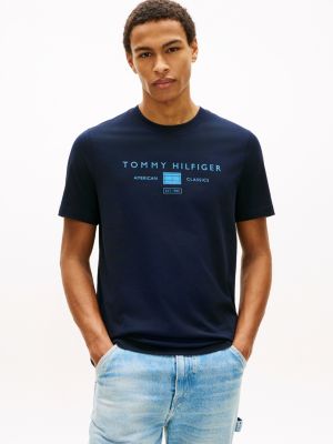 blue jersey logo t-shirt for men tommy hilfiger