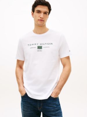 white jersey logo t-shirt for men tommy hilfiger