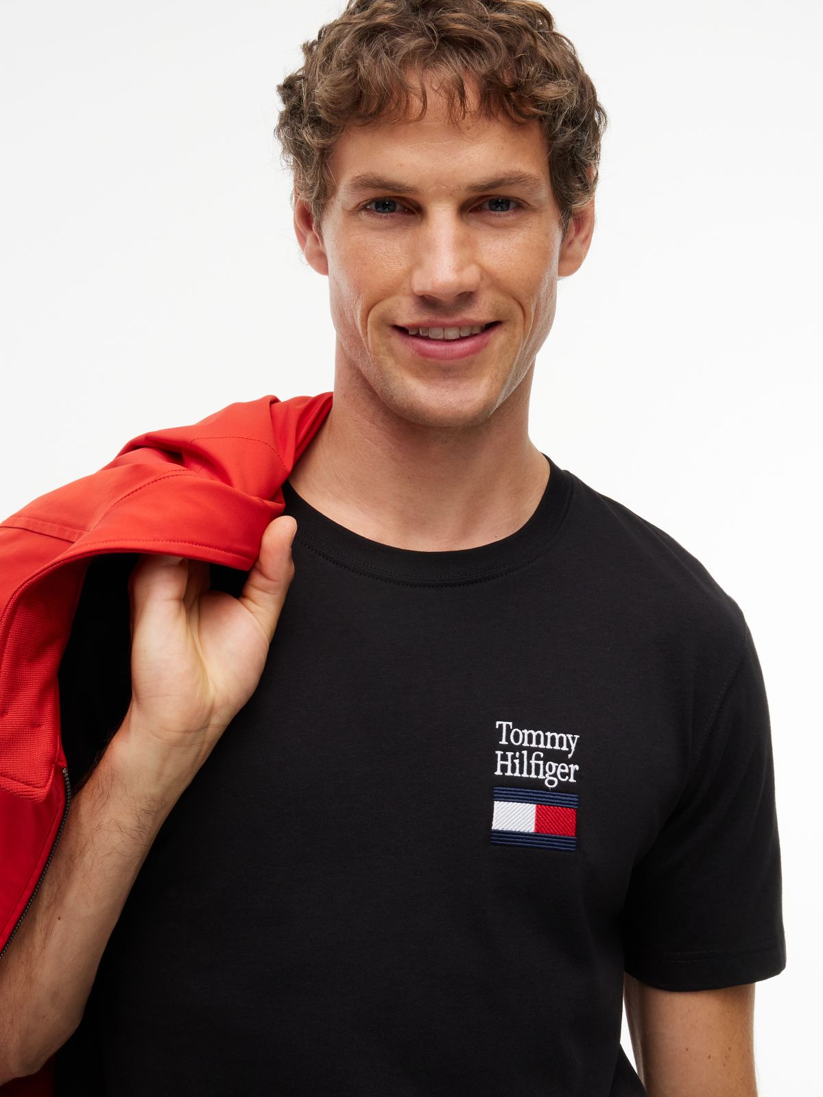 Logo Embroidery Jersey Crew Neck T-Shirt — Black