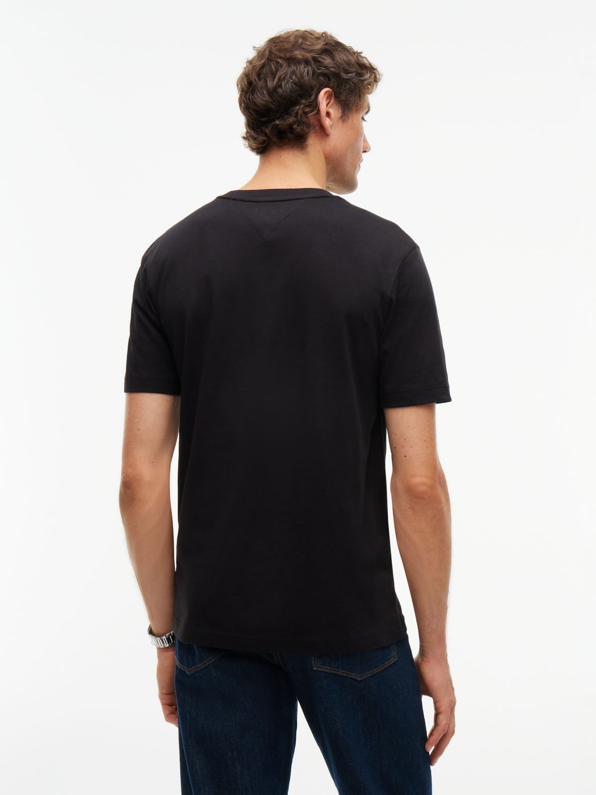 Logo Embroidery Jersey Crew Neck T-Shirt — Black