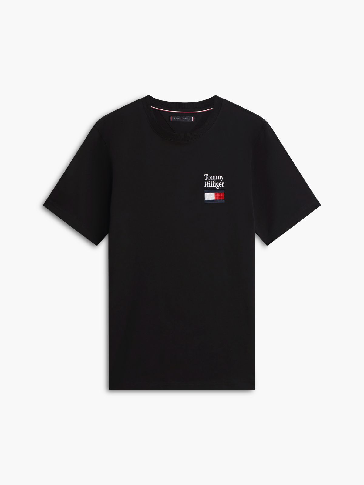 Logo Embroidery Jersey Crew Neck T-Shirt — Black