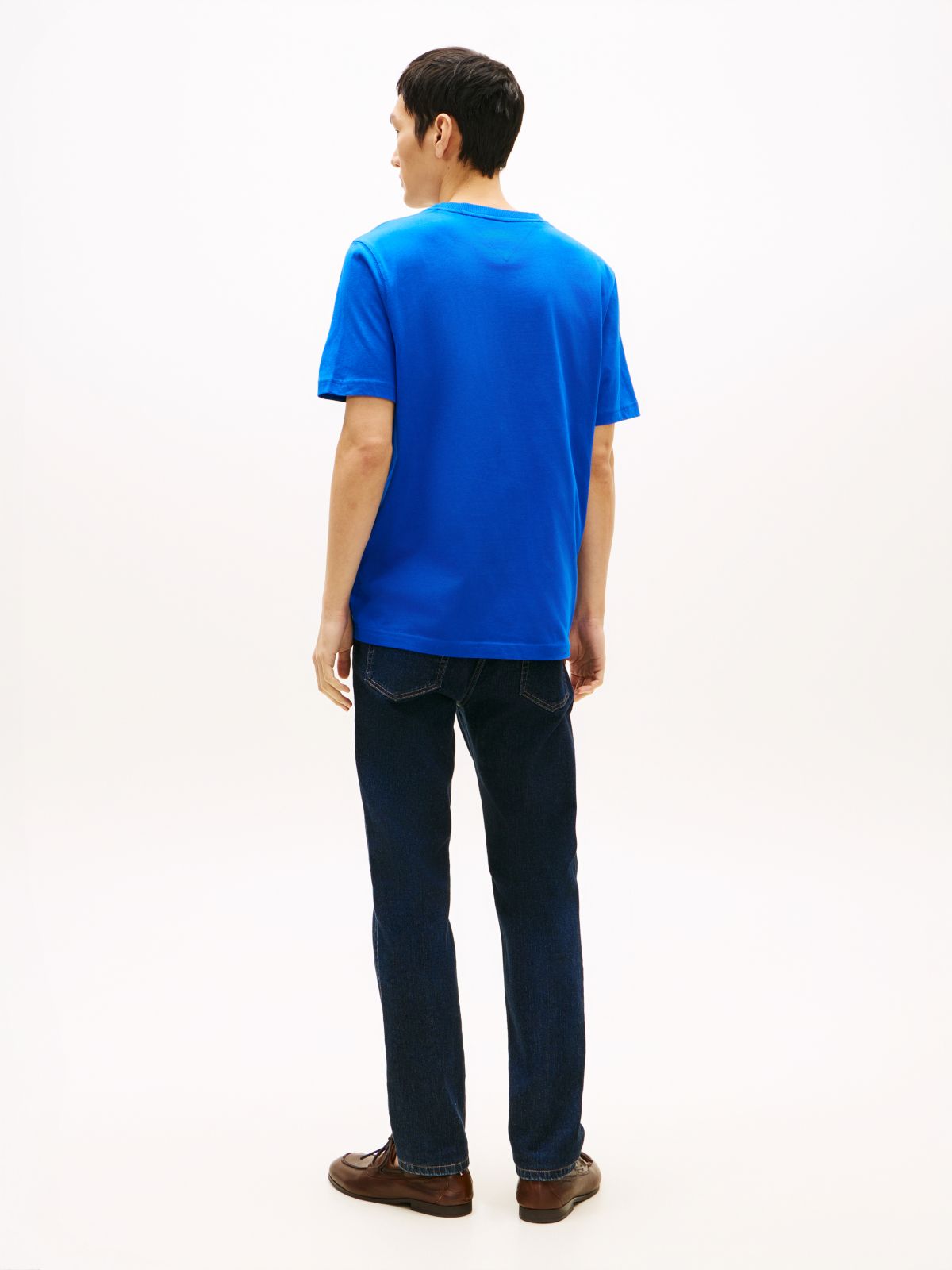 Logo Embroidery Jersey Crew Neck T-Shirt — Blue