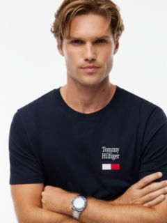 Logo Embroidery Jersey Crew Neck T-Shirt — Blue 3