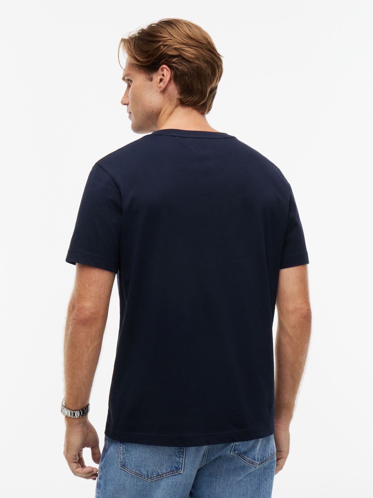 Logo Embroidery Jersey Crew Neck T-Shirt — Blue