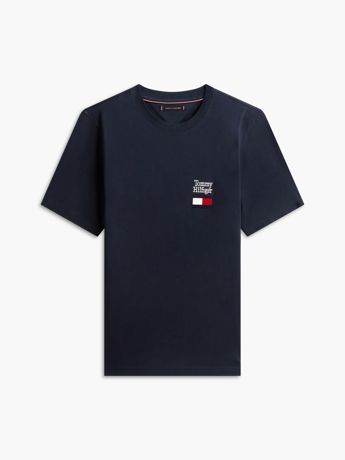 Logo Embroidery Jersey Crew Neck T-Shirt — Blue