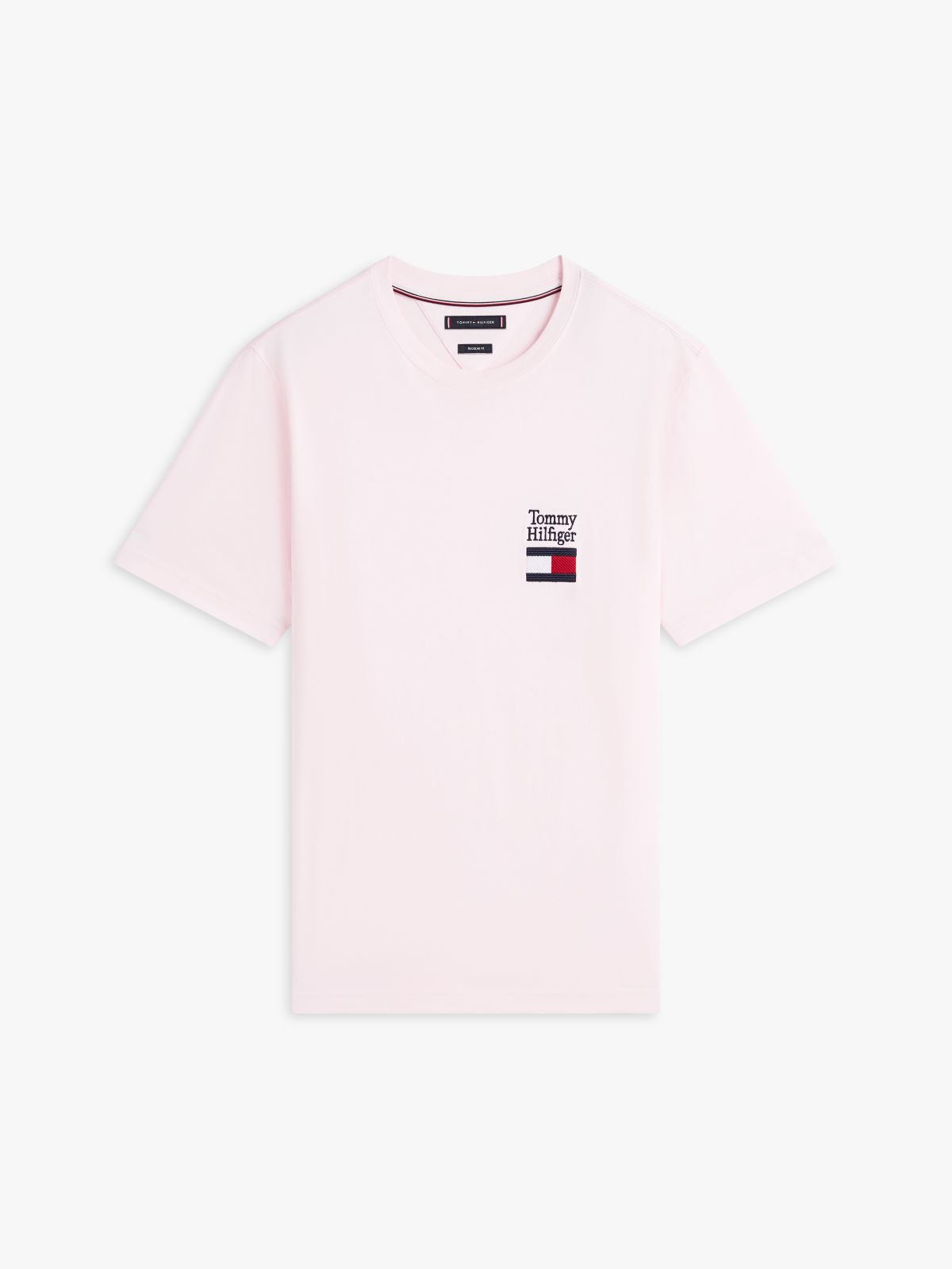 Logo Embroidery Jersey Crew Neck T-Shirt — Pink