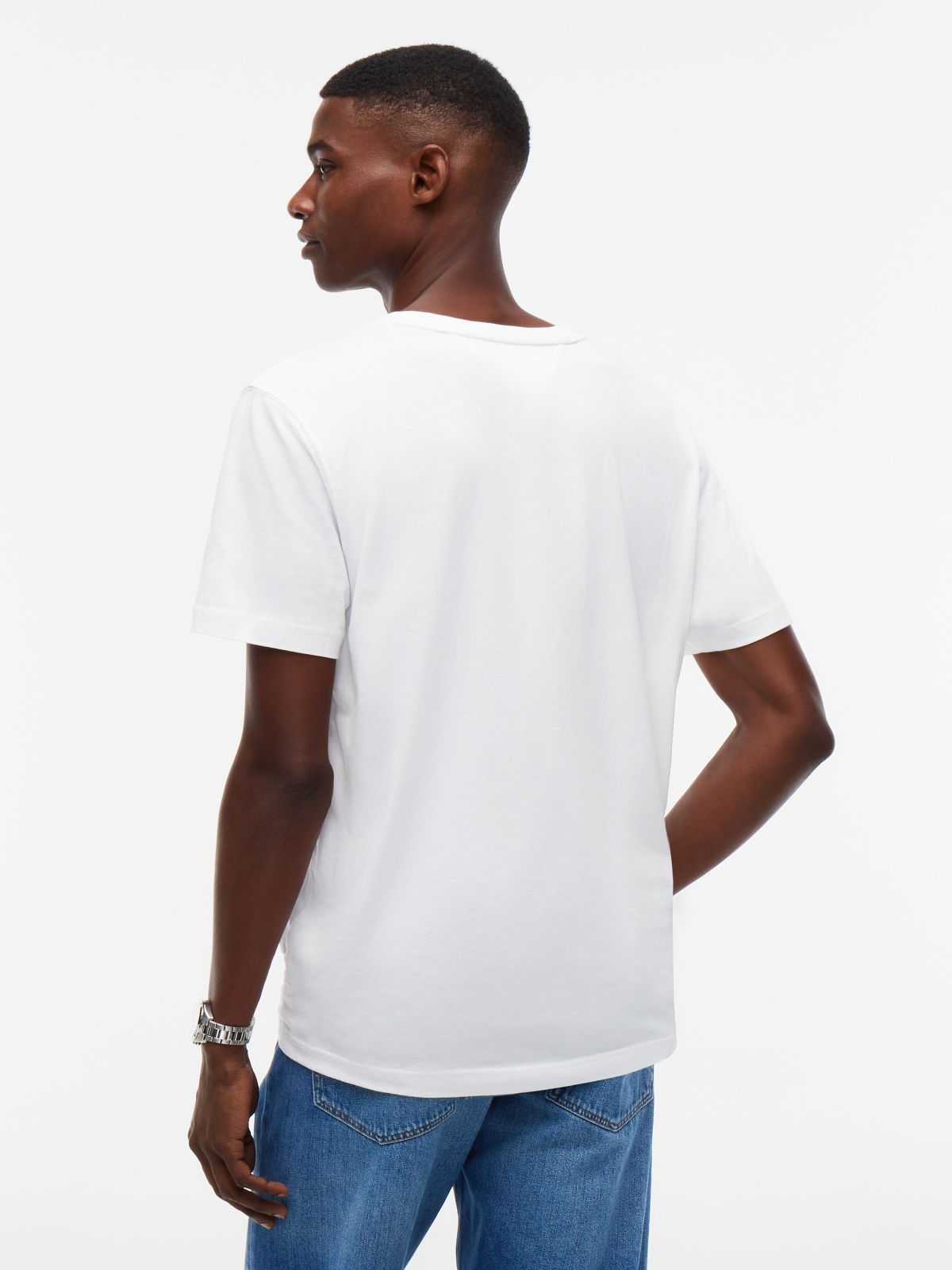 Logo Embroidery Jersey Crew Neck T-Shirt — White