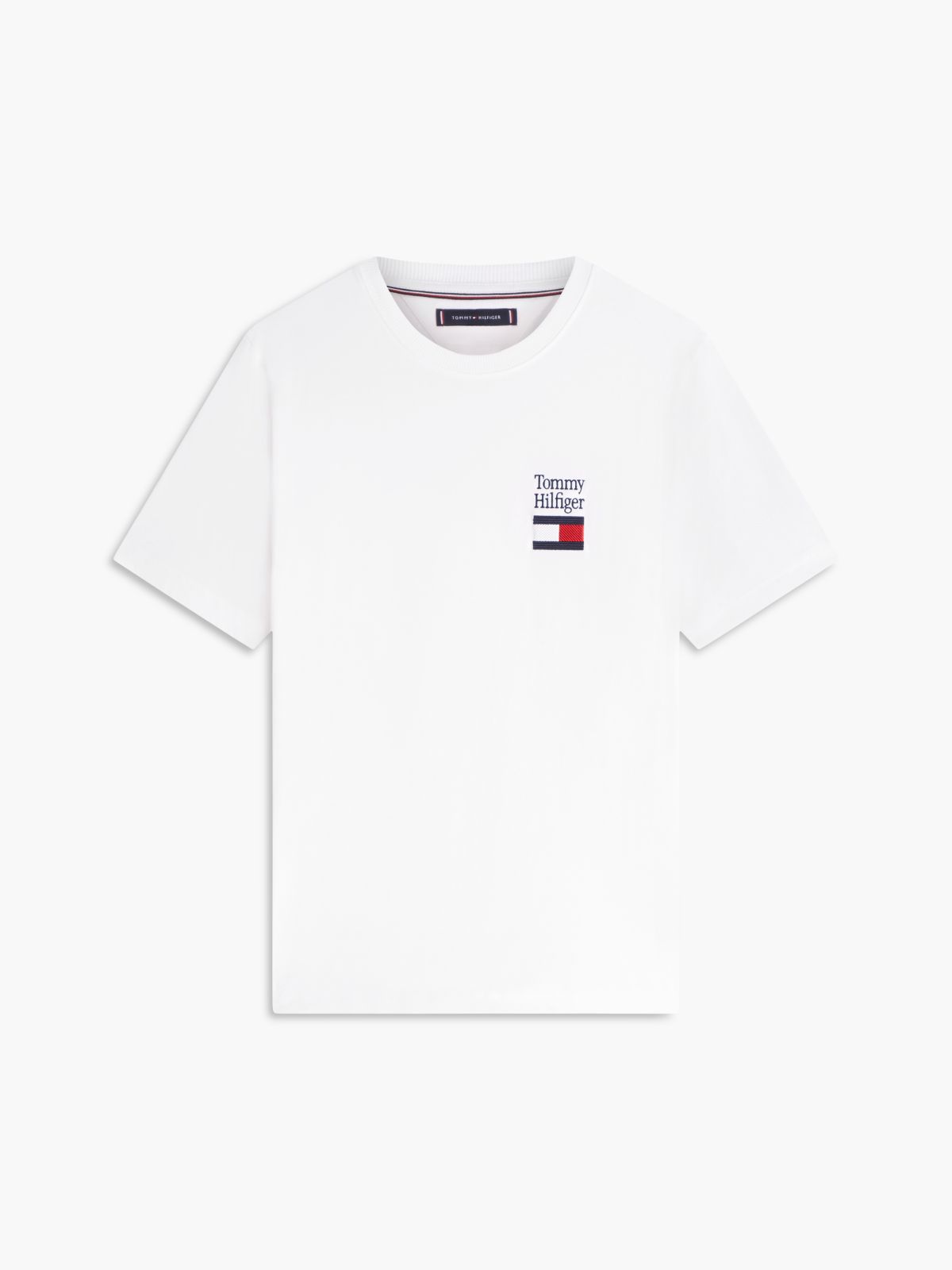 Logo Embroidery Jersey Crew Neck T-Shirt — White