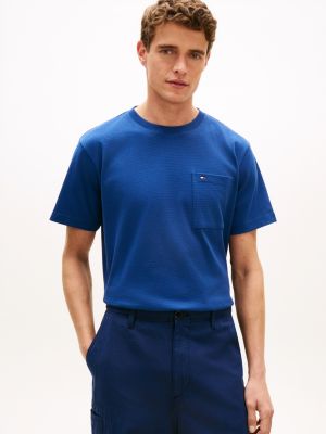 t-shirt décontracté en maille à poche blue pour hommes tommy hilfiger
