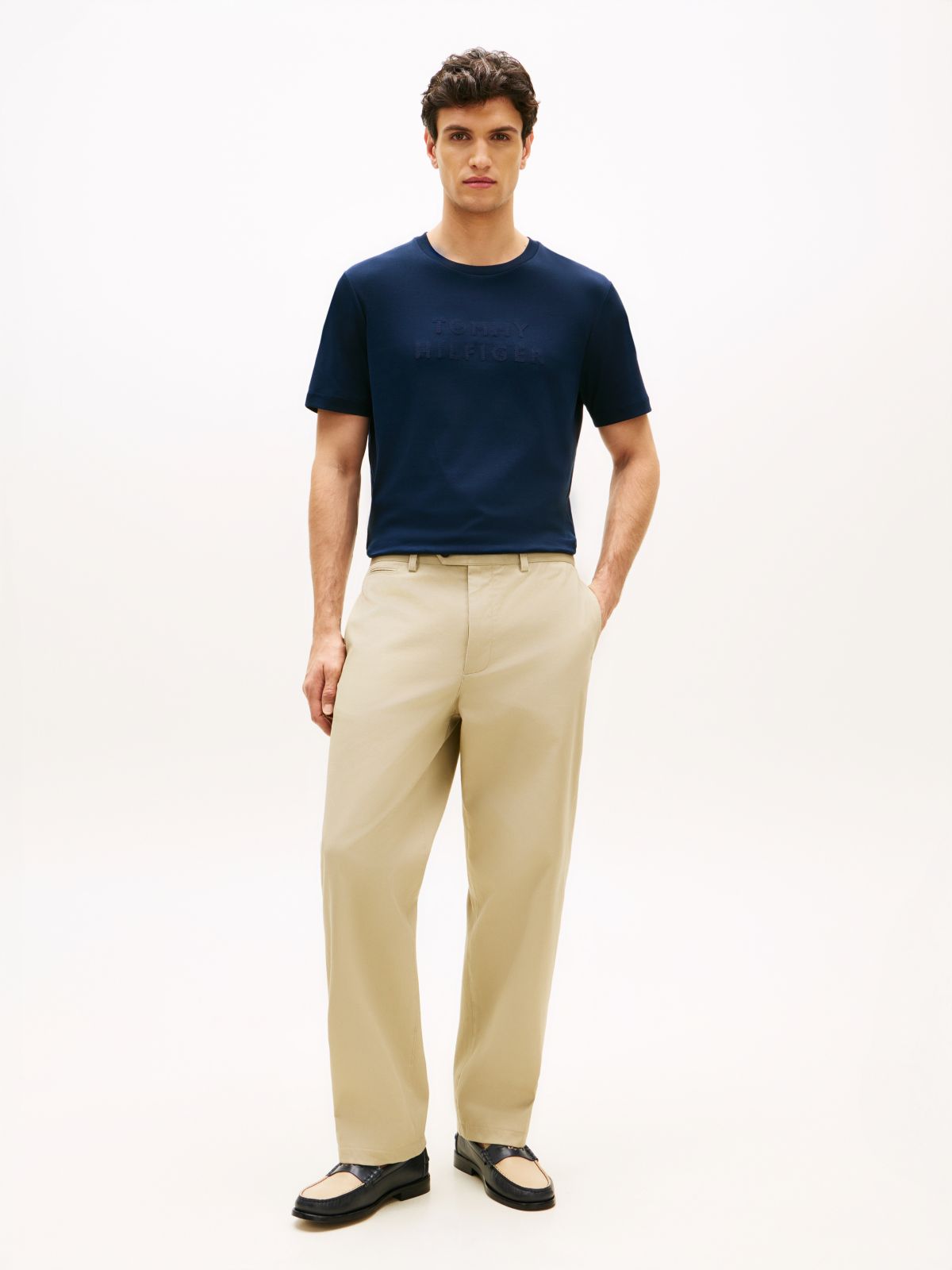 Tonal Logo Interlock Knit T-Shirt — Blue