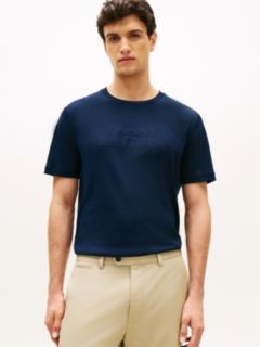Tonal Logo Interlock Knit T-Shirt — Blue 1