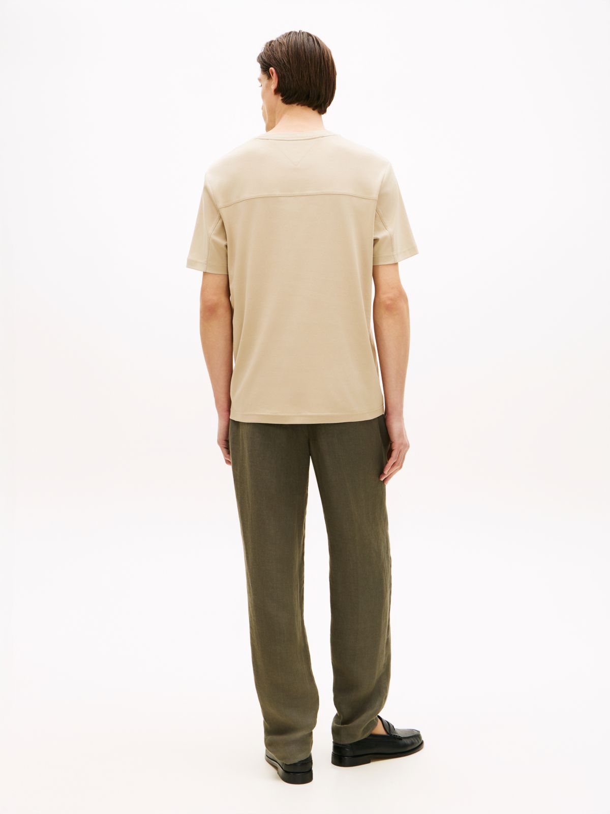 Tonal Logo Interlock Knit T-Shirt — Khaki