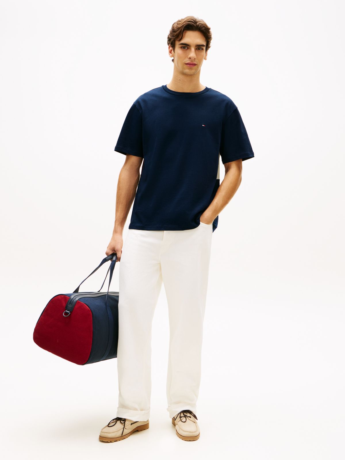 Flag Embroidery Jersey Relaxed T-Shirt — Blue