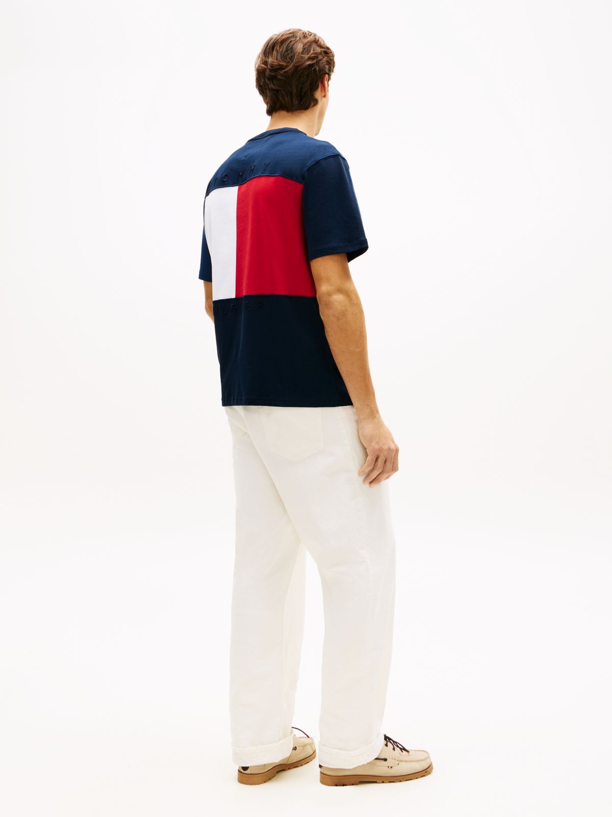 Flag Embroidery Jersey Relaxed T-Shirt — Blue