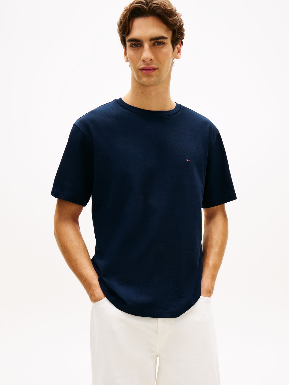 Flag Embroidery Jersey Relaxed T-Shirt — Blue