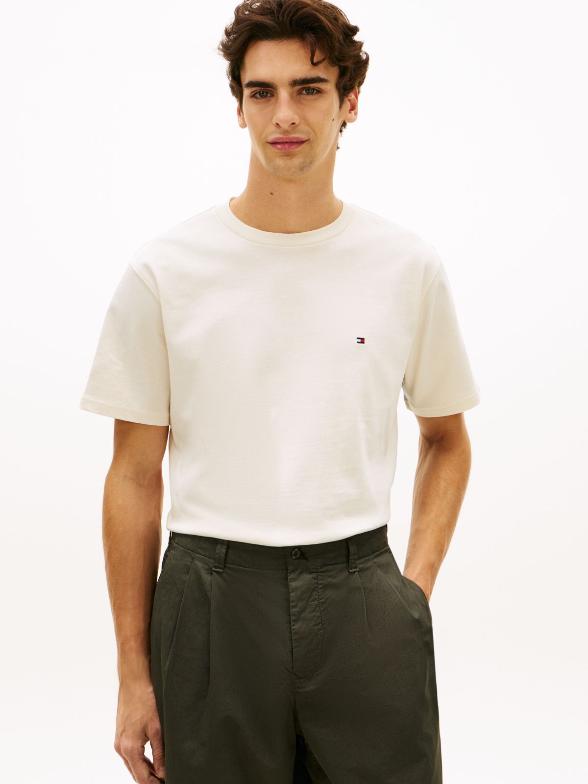 Flag Embroidery Jersey Relaxed T-Shirt — Yellow