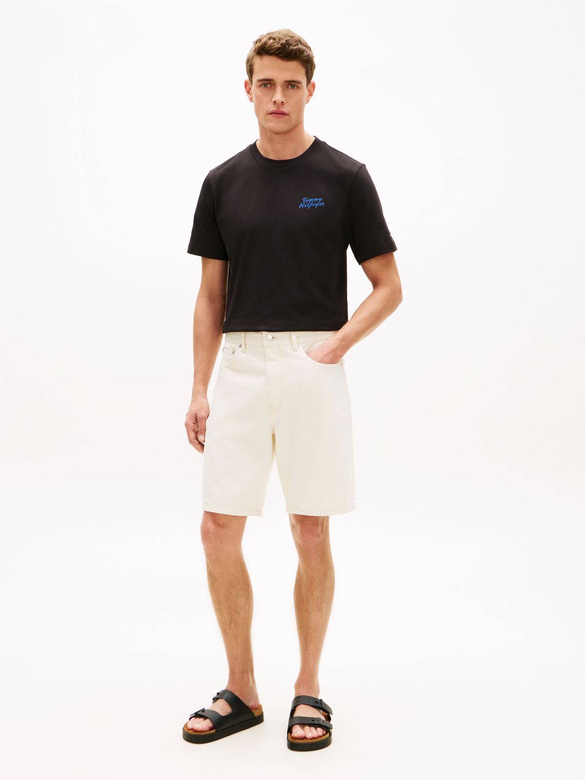 Back Photo Print Jersey T-Shirt — Black