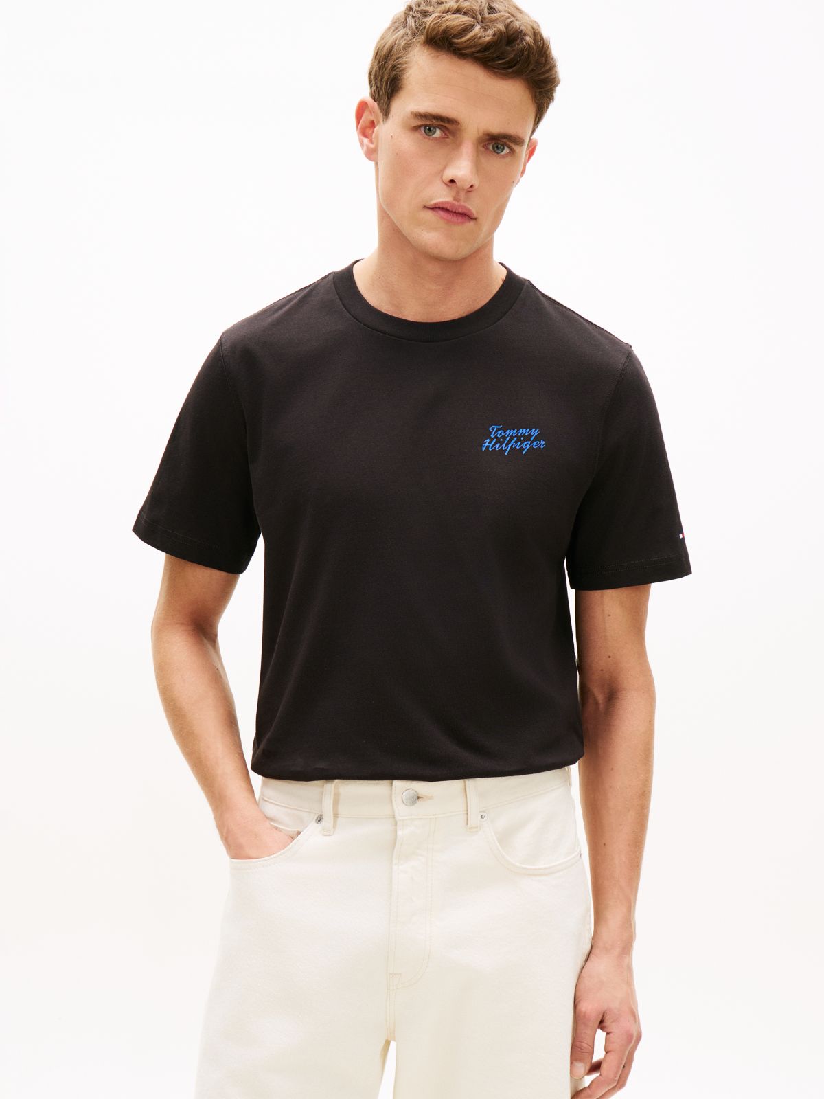 Back Photo Print Jersey T-Shirt — Black
