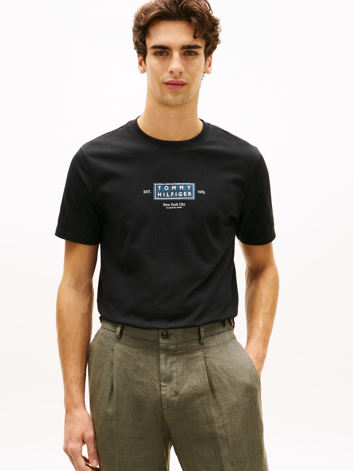 Heritage Logo Jersey Crew Neck T-Shirt — Black