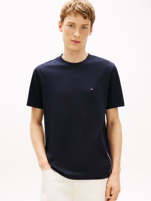 blue jersey-t-shirt mit global-streifen seitlich für herren - tommy hilfiger