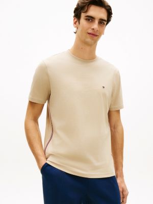 khaki jersey-t-shirt mit global-streifen seitlich für herren - tommy hilfiger