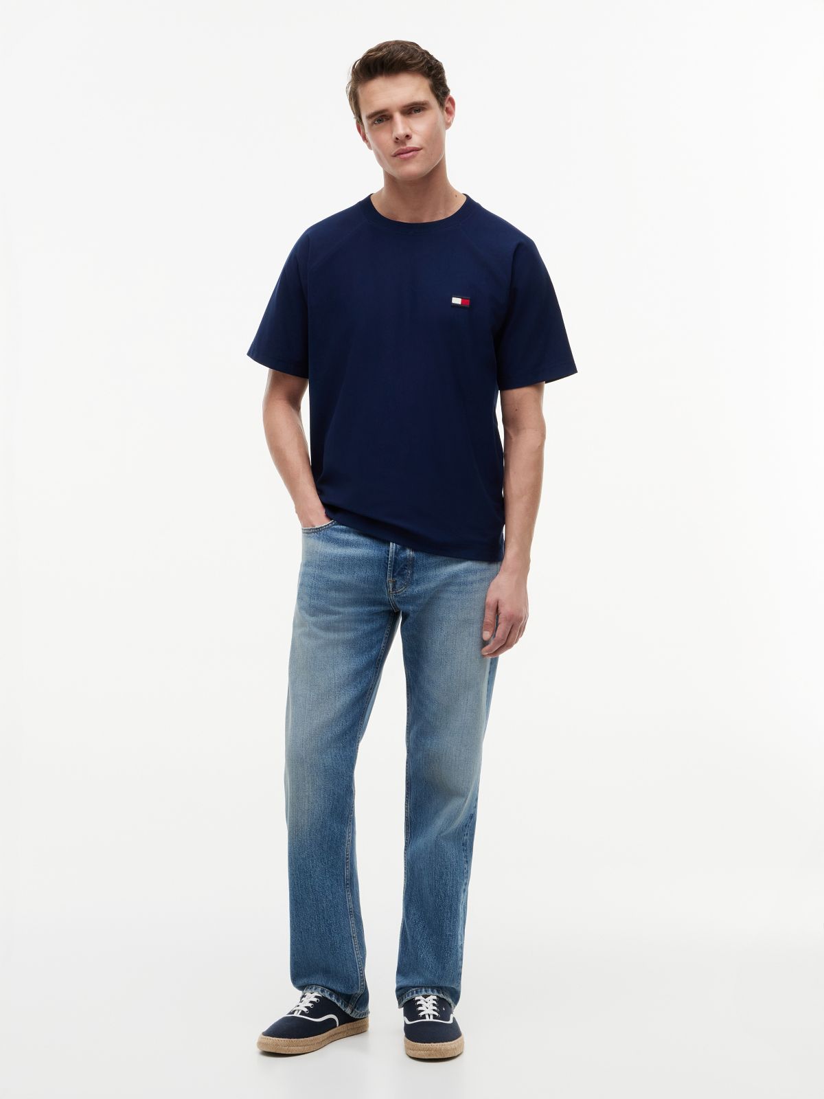 Flag Raglan Sleeve Relaxed Jersey T-Shirt — Blue