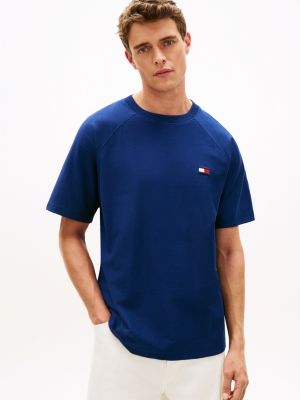 blue relaxed fit jersey-t-shirt mit raglanärmeln für herren - tommy hilfiger