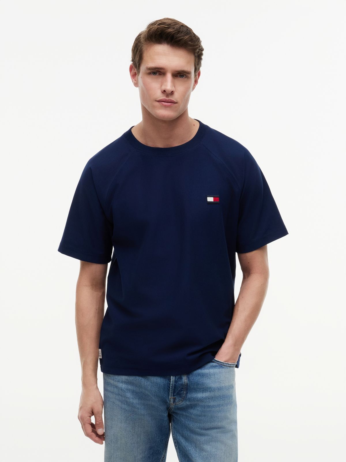 Flag Raglan Sleeve Relaxed Jersey T-Shirt — Blue