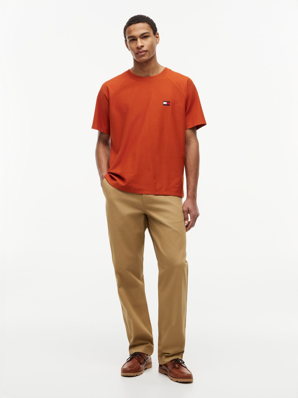 Flag Raglan Sleeve Relaxed Jersey T-Shirt — Orange