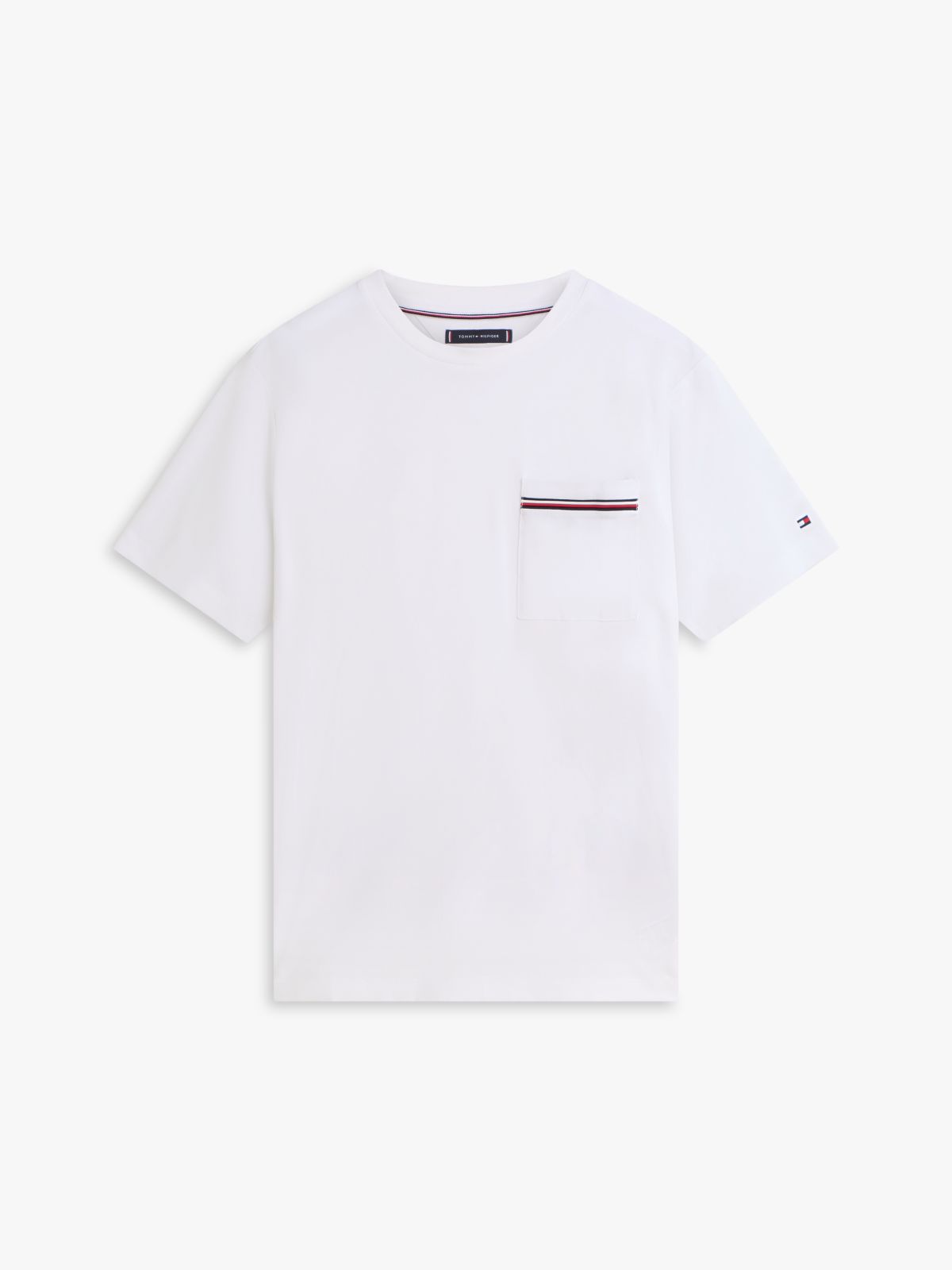 Global Stripe Pocket Pique Jersey T-Shirt — White
