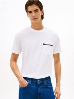 Global Stripe Pocket Pique Jersey T-Shirt — White 1