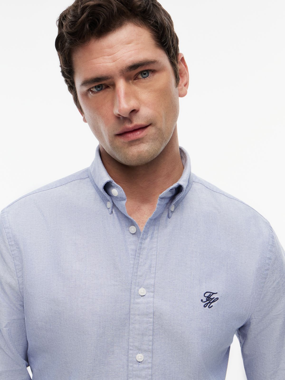 Heritage Regular Fit Logo Embroidery Oxford Shirt — Blue