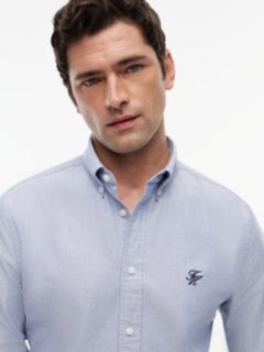 Heritage Regular Fit Logo Embroidery Oxford Shirt — Blue 3