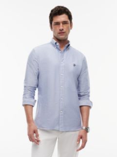 Heritage Regular Fit Logo Embroidery Oxford Shirt — Blue 1
