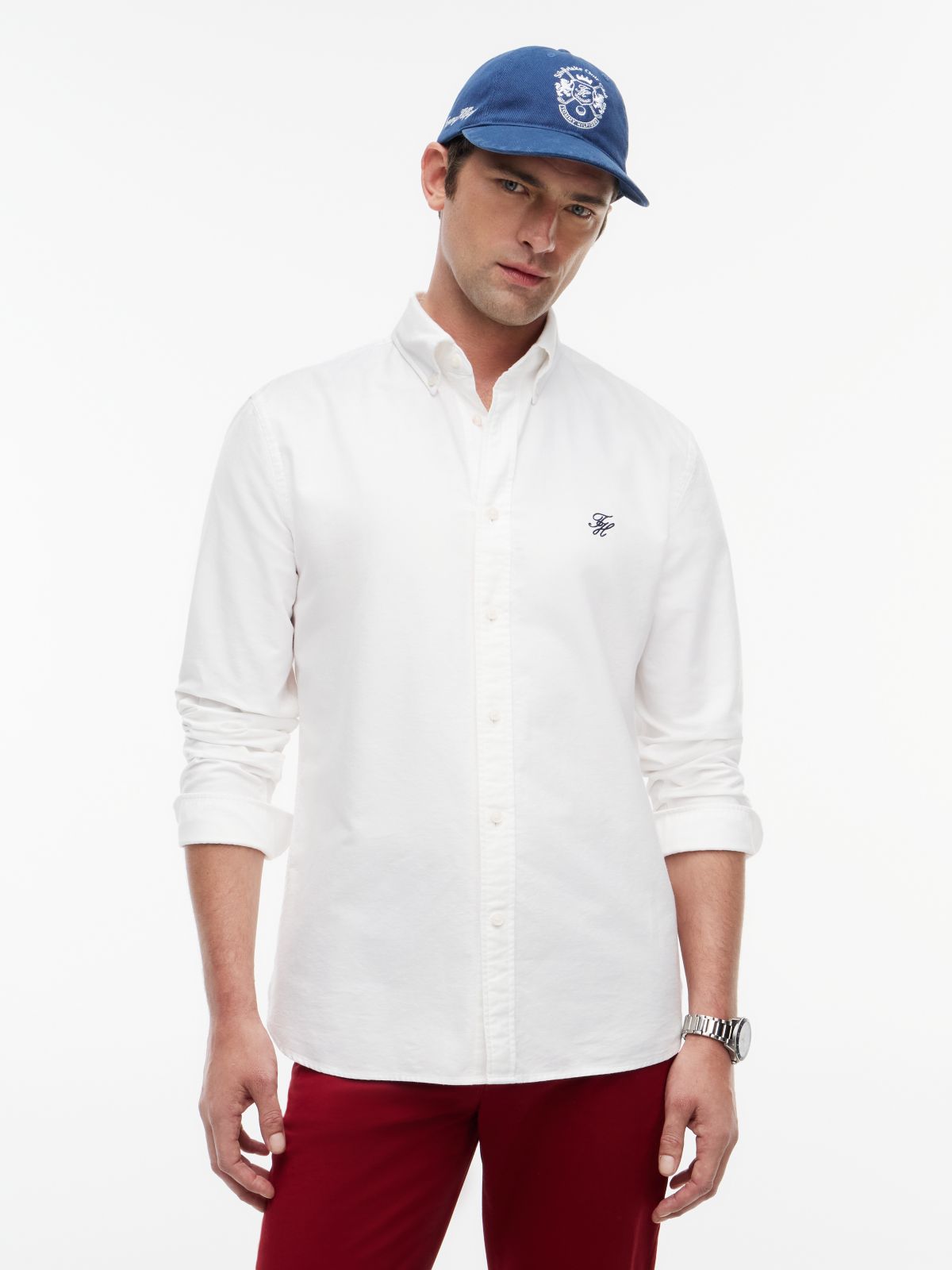 Heritage Regular Fit Logo Embroidery Oxford Shirt — White