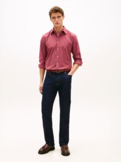 TH Flex Regular Fit Check Poplin Shirt — Red 3
