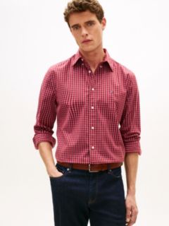 TH Flex Regular Fit Check Poplin Shirt — Red 1