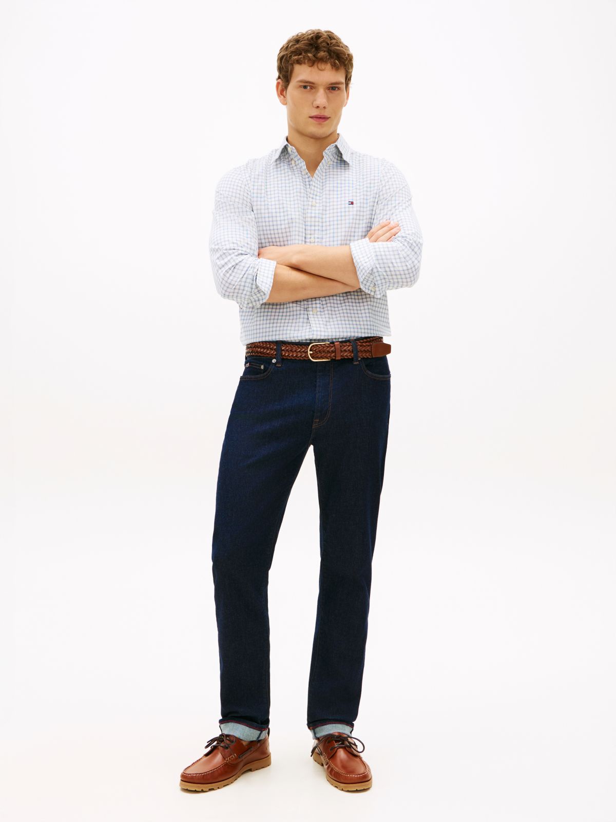 TH Flex Regular Fit Check Poplin Shirt — White