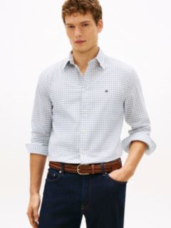 TH Flex Regular Fit Check Poplin Shirt — White 1