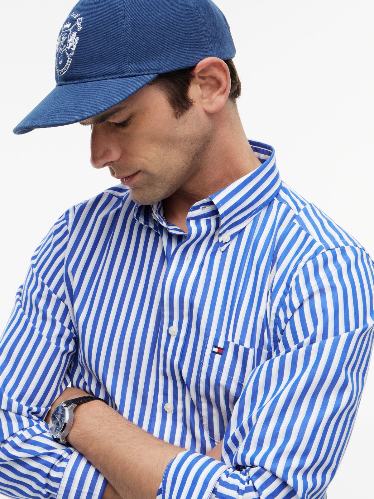Classic Fit Stripe Poplin Shirt — Blue