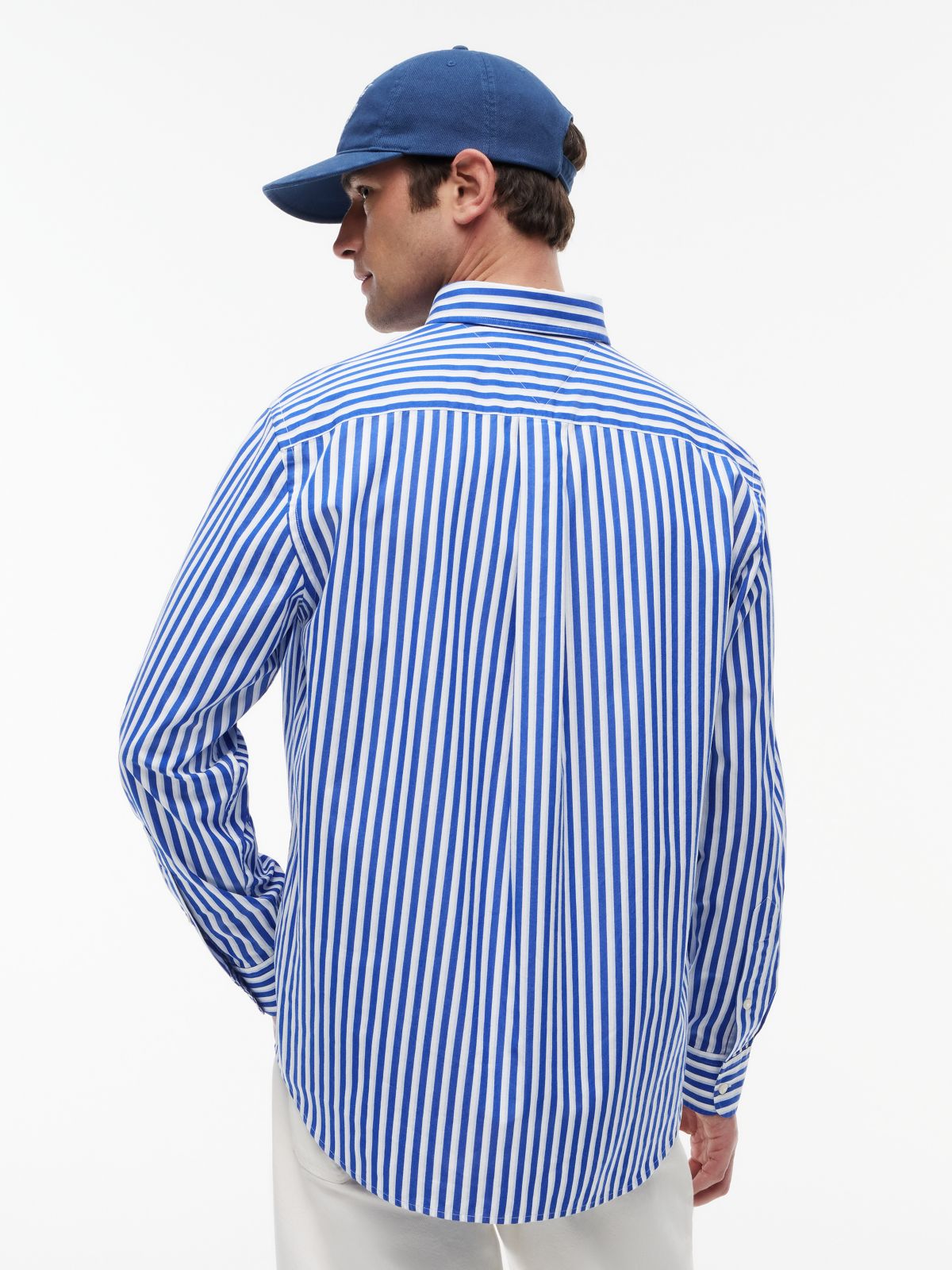 Classic Fit Stripe Poplin Shirt — Blue