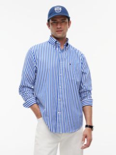 Classic Fit Stripe Poplin Shirt — Blue 1