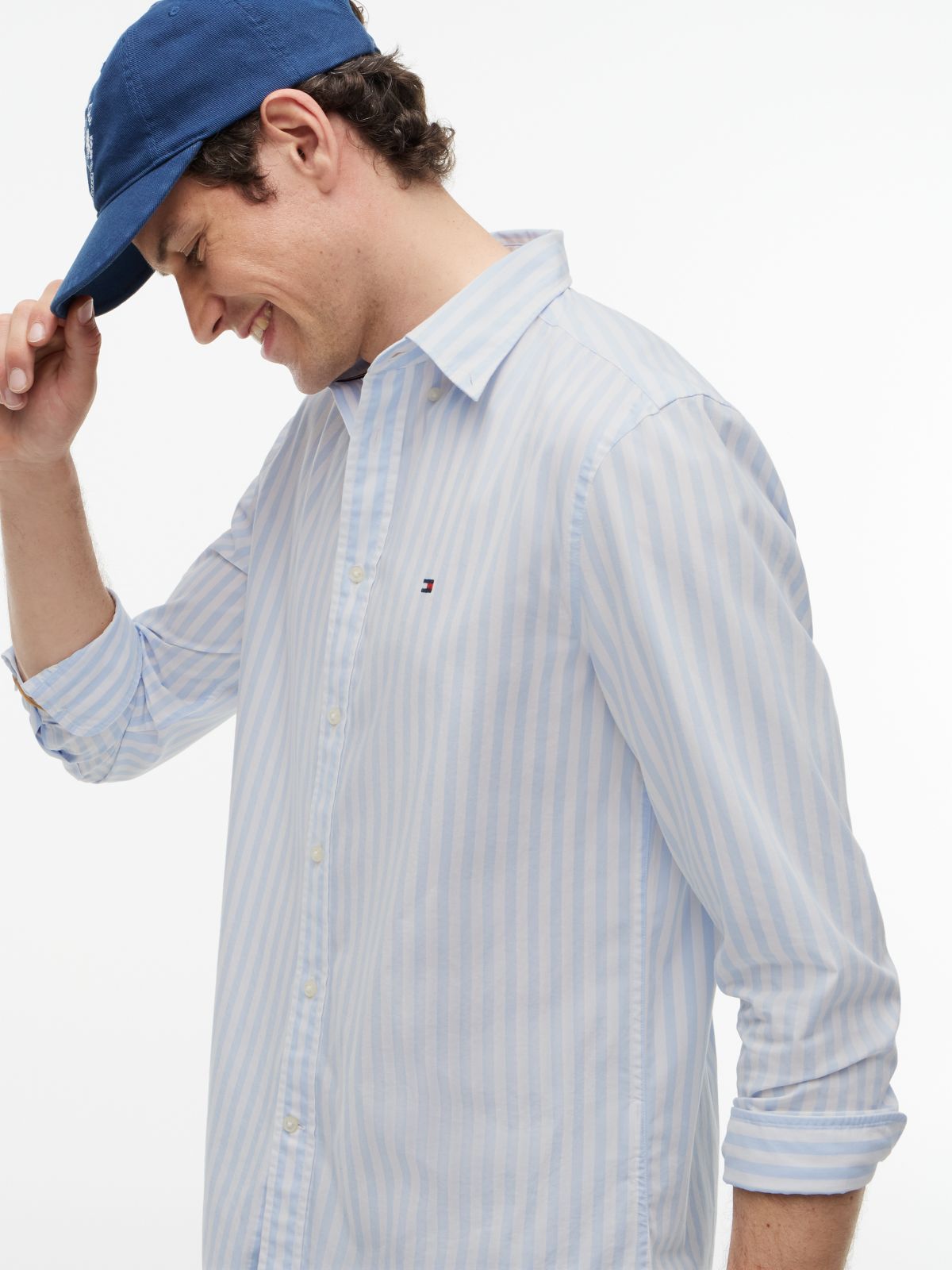 TH Flex Regular Fit Stripe Poplin Shirt — Blue