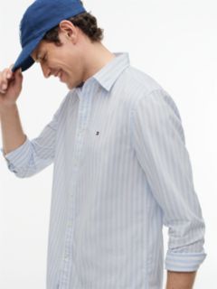 TH Flex Regular Fit Stripe Poplin Shirt — Blue 3