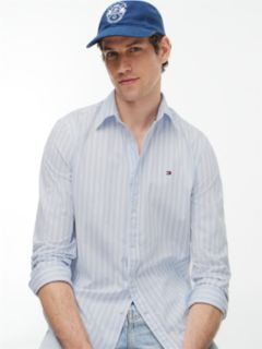 TH Flex Regular Fit Stripe Poplin Shirt — Blue 4